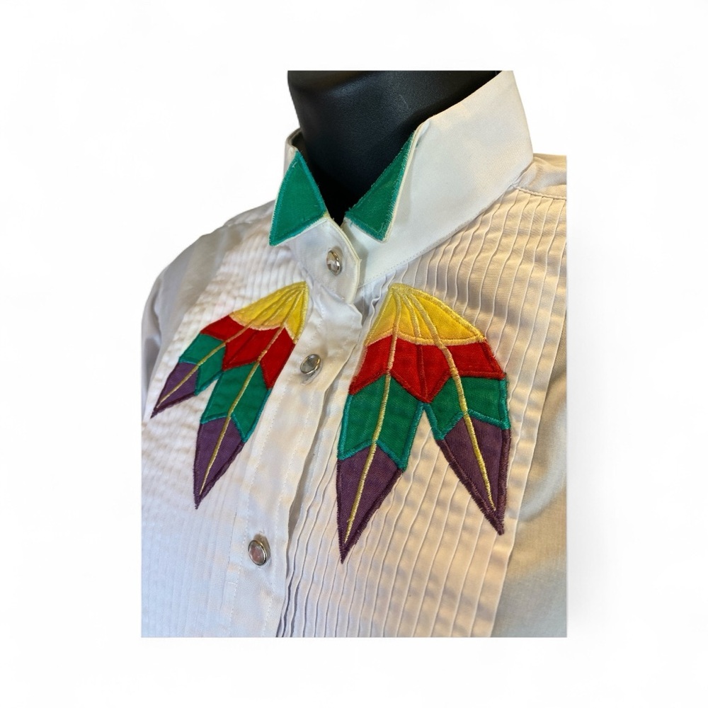 Vintage Wrangler Authentic Western Pearl Snap Shirt Rare L Embroidered Southwest - Picture 6 of 9